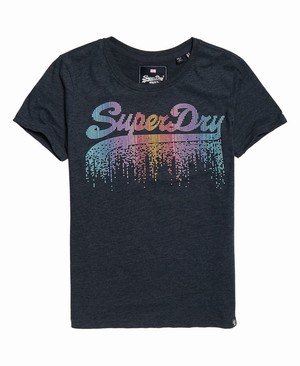 Superdry Vintage Logo Cascade Női Pólók Sötétkék | ALMGJ5647